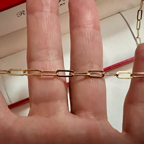 Macy's 2-Pc. Set Paperclip Link Chain Necklace & Matching Bracelet NEW - Picture 2 of 10